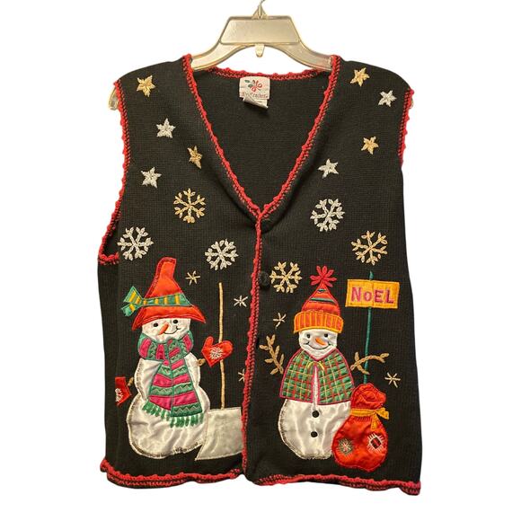 Vintage Nutcracker Noel snowman snowflake sweater vest - Picture 1 of 5
